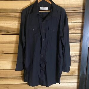 Vintage H Bar C Men's Black western pearl snap Shirt size 19 35 roughly 2XLT